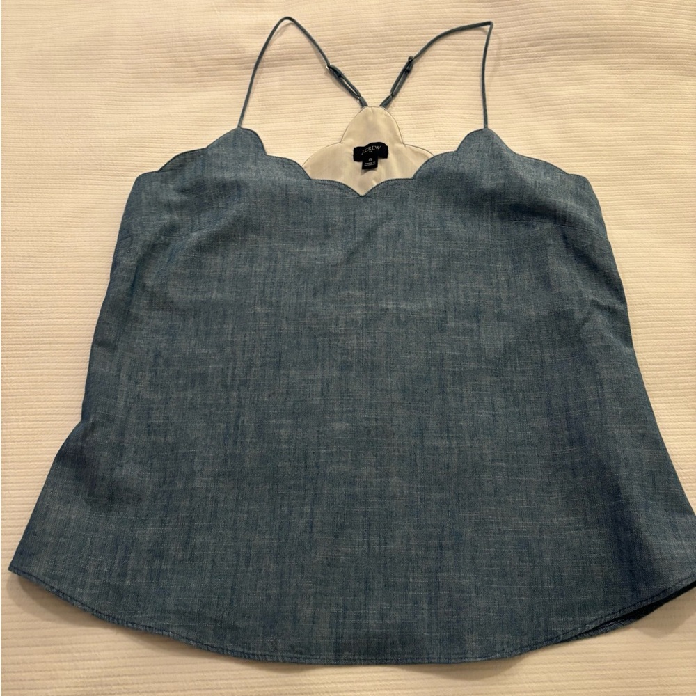 Blue Scallop-Edge Women's Top